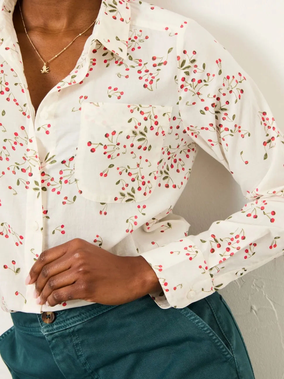 FatFace Olivia Ivory Cherries Shirt