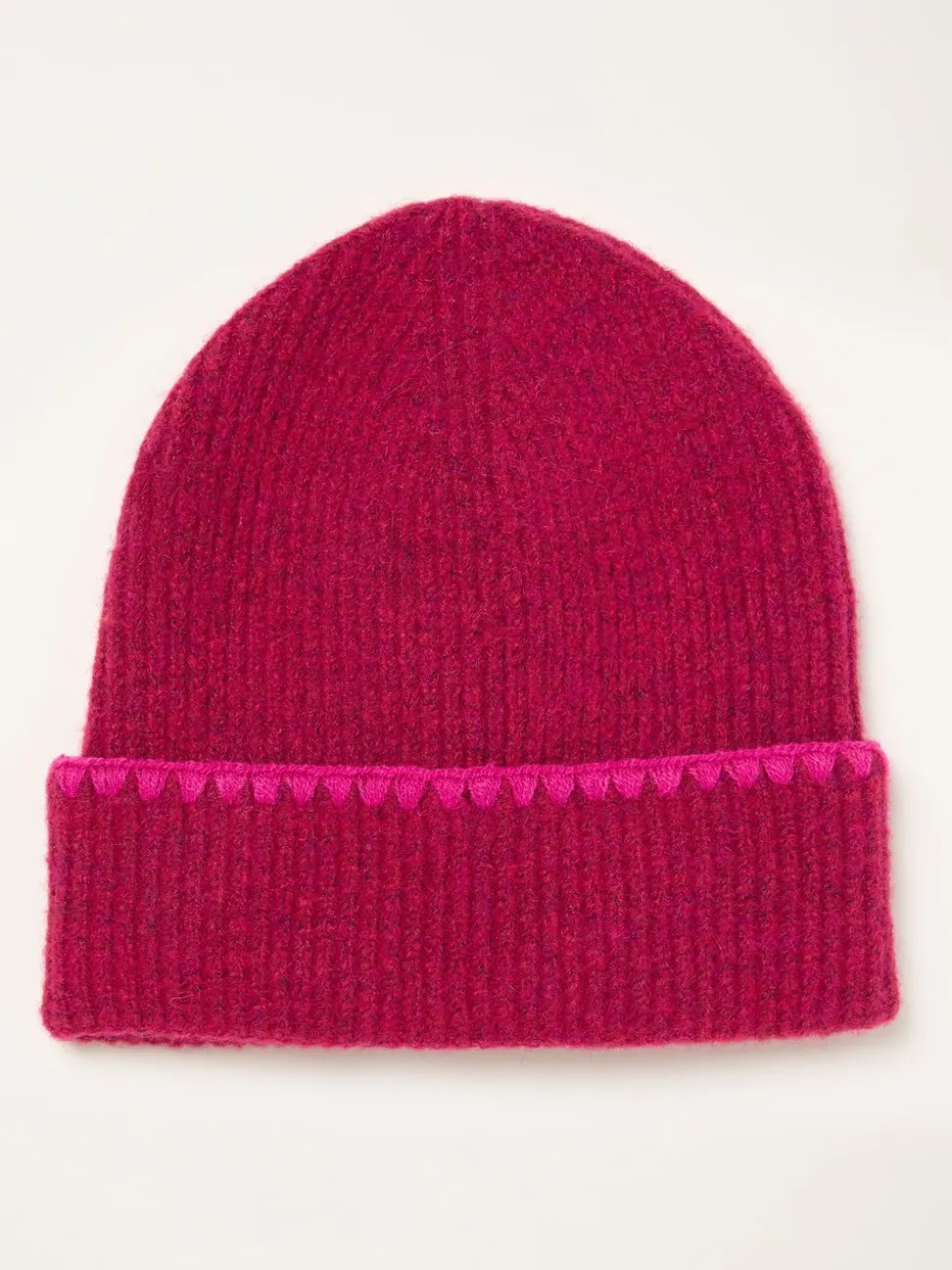 FatFace Pink Whipstitch Beanie