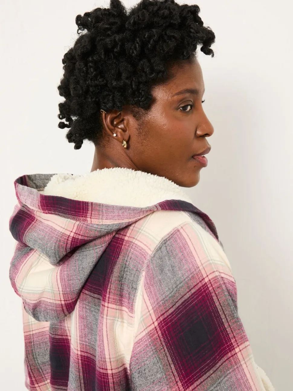 FatFace Purple Check Dressing Gown