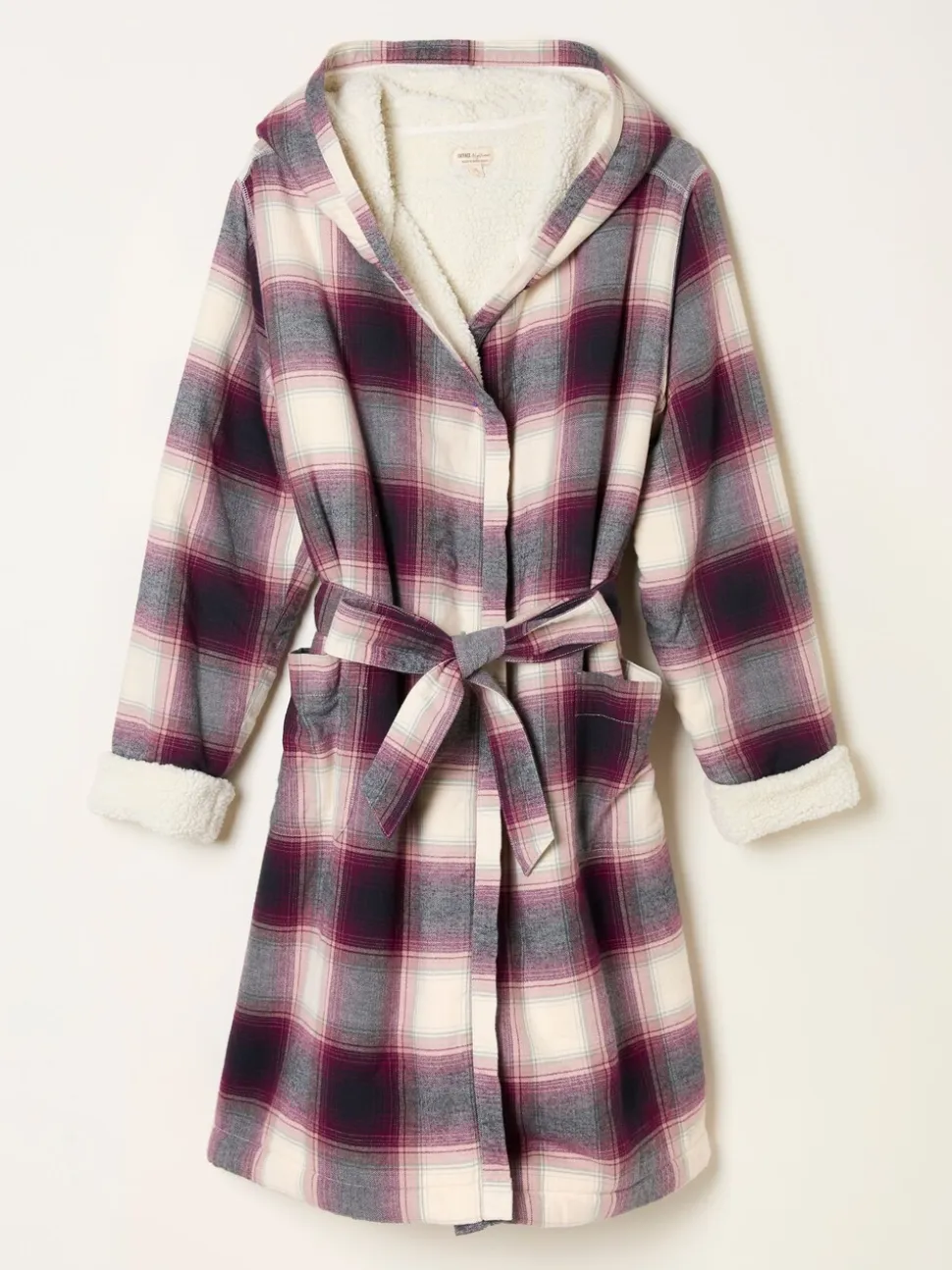 FatFace Purple Check Dressing Gown