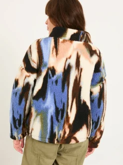 FatFace Raya Natural Printed Half Neck Fleece