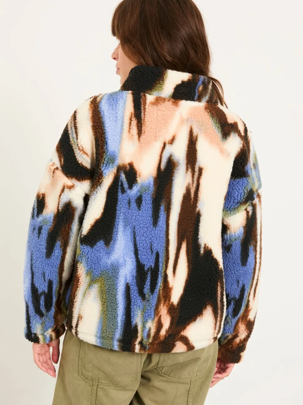 FatFace Raya Natural Printed Half Neck Fleece