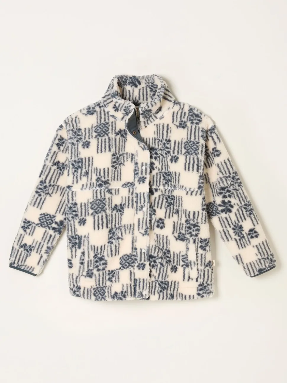 FatFace Rosie Ivory Papercut Floral Zip Through Fleece