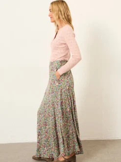 FatFace Sadie Green Ditsy Garden Midi Skirt