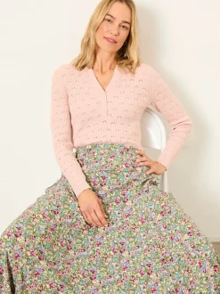 FatFace Sadie Green Ditsy Garden Midi Skirt