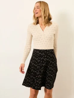 FatFace Selena Black Oriental Tonal Jersey Skirt