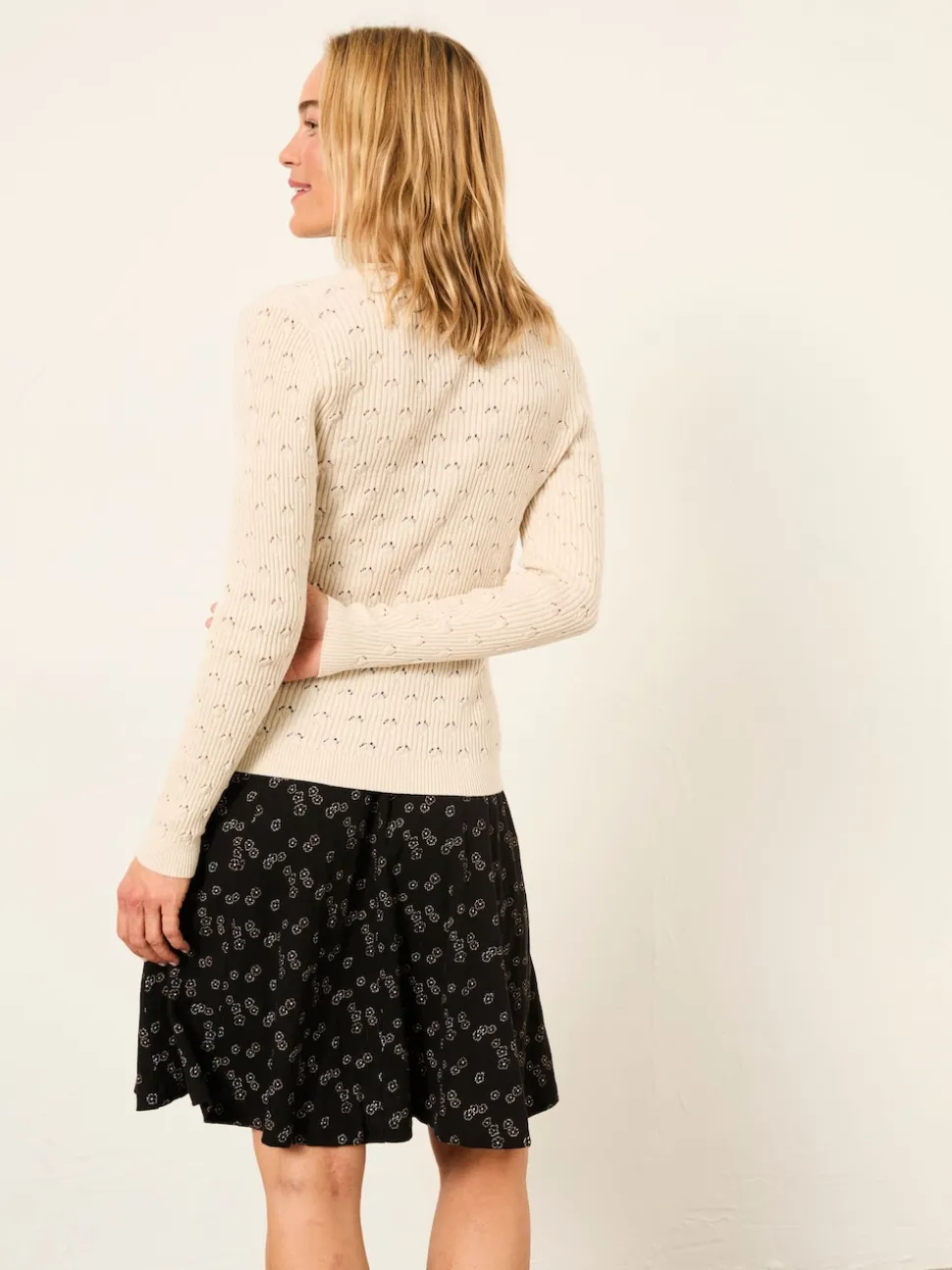 FatFace Selena Black Oriental Tonal Jersey Skirt