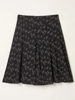 FatFace Selena Black Oriental Tonal Jersey Skirt