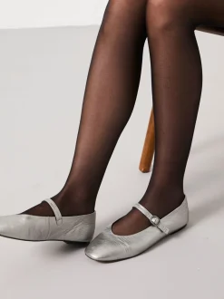 FatFace Silver Leather Mary Jane Pump