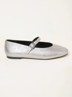 FatFace Silver Leather Mary Jane Pump