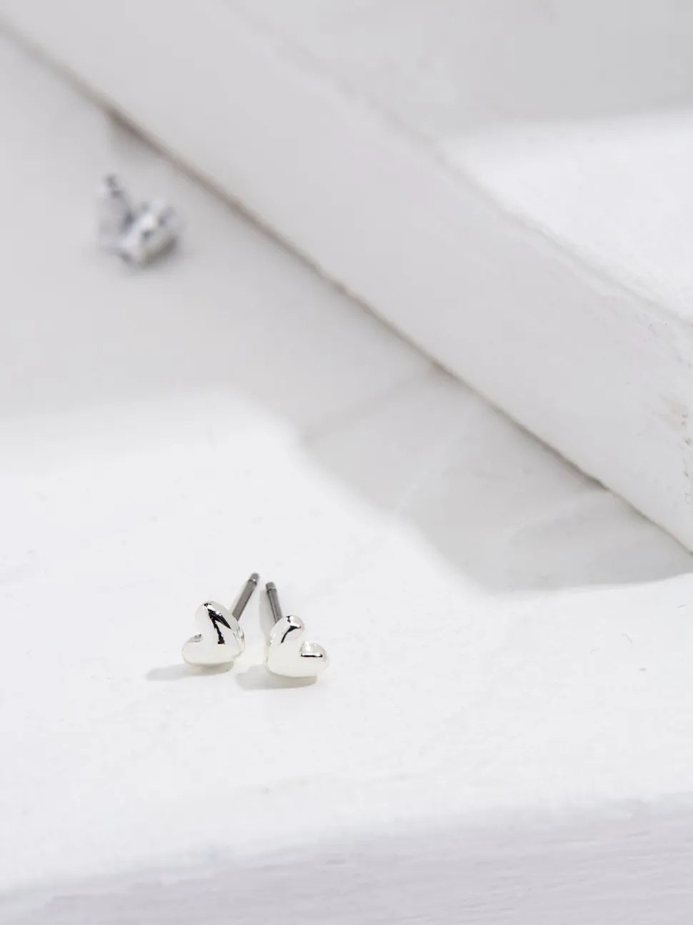 FatFace Silver Tone Heart Stud Earrings