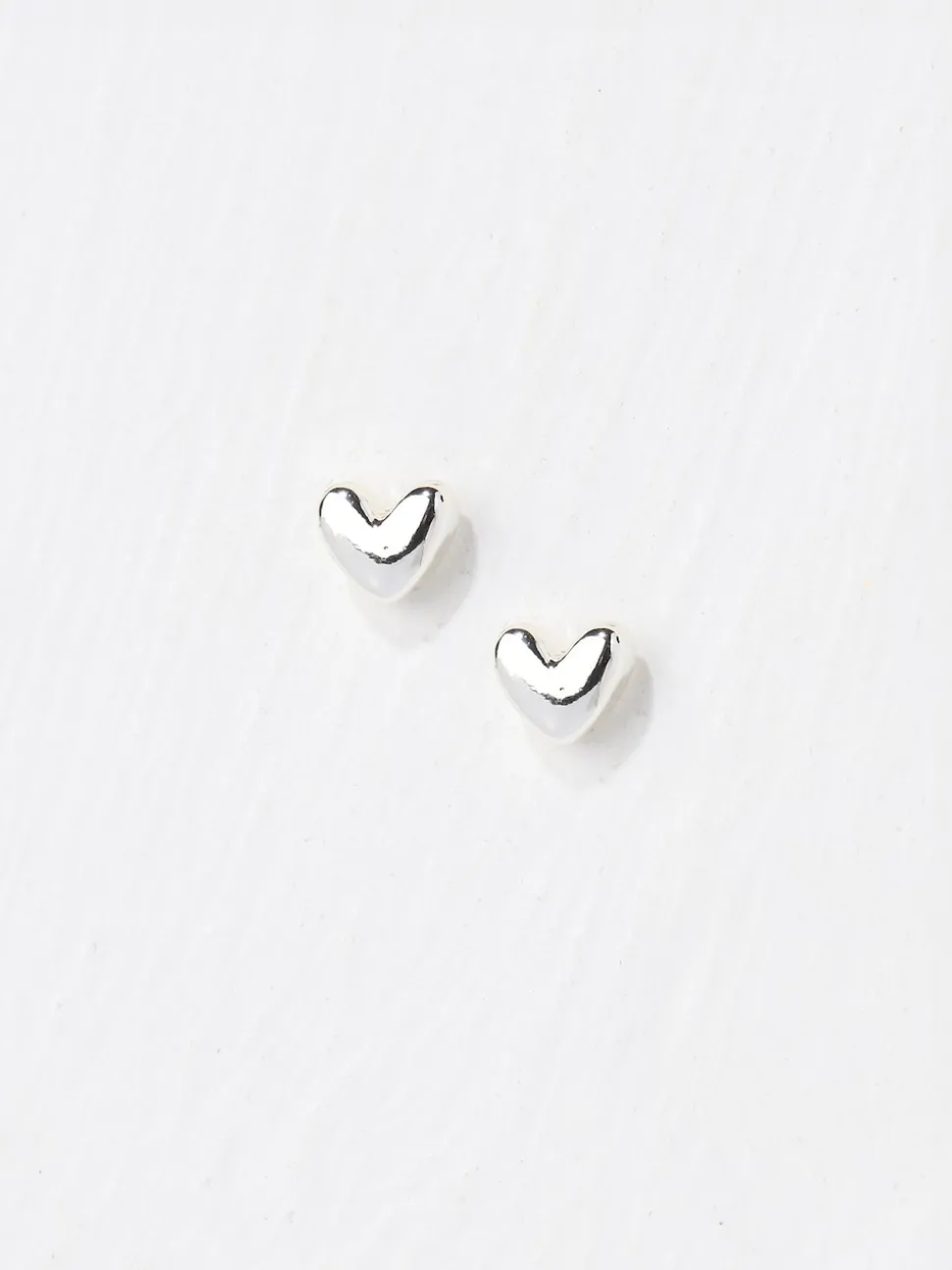 FatFace Silver Tone Heart Stud Earrings