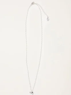 FatFace Silver Tone Heart Chain Necklace
