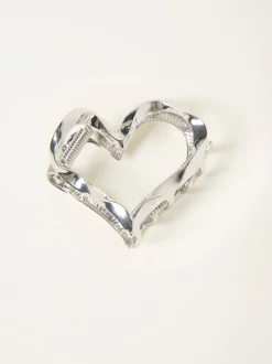 FatFace Silver Tone Metal Heart Claw Clip