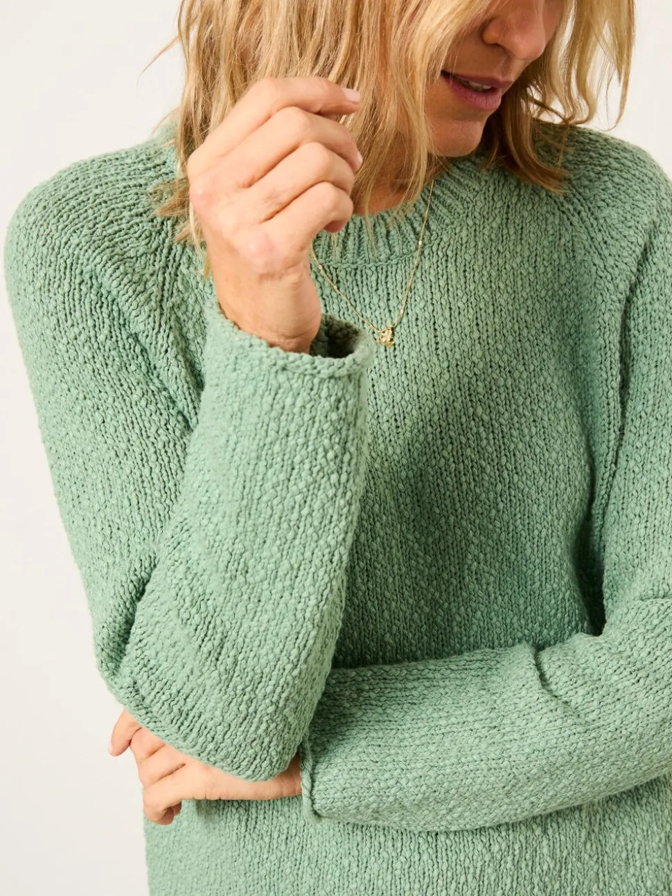 FatFace Sophia Green Knitted Slub Jumper