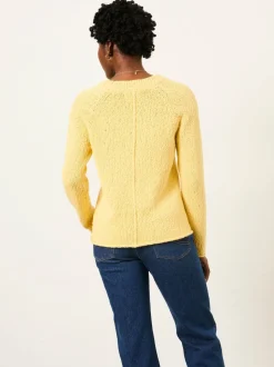 FatFace Sophia Yellow Knitted Slub Jumper