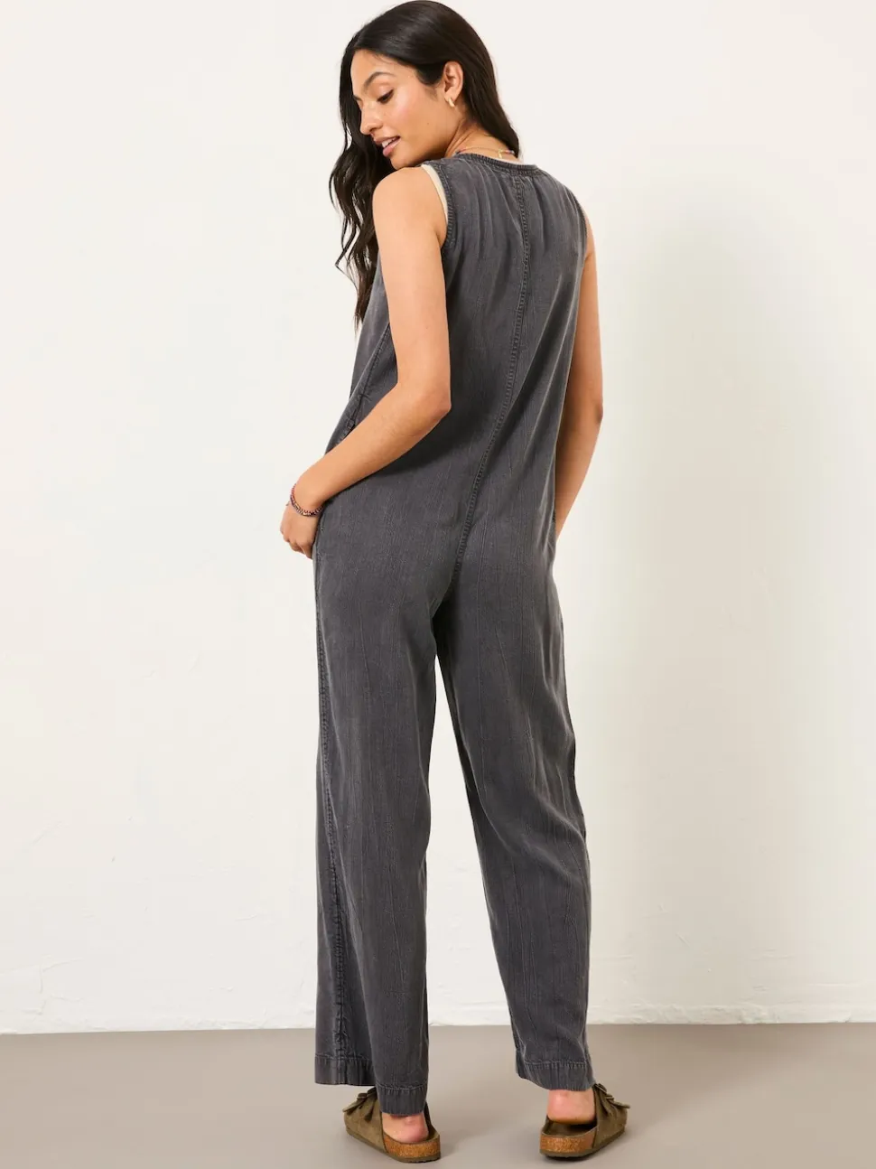 FatFace Tara Charcoal Grey Dungarees