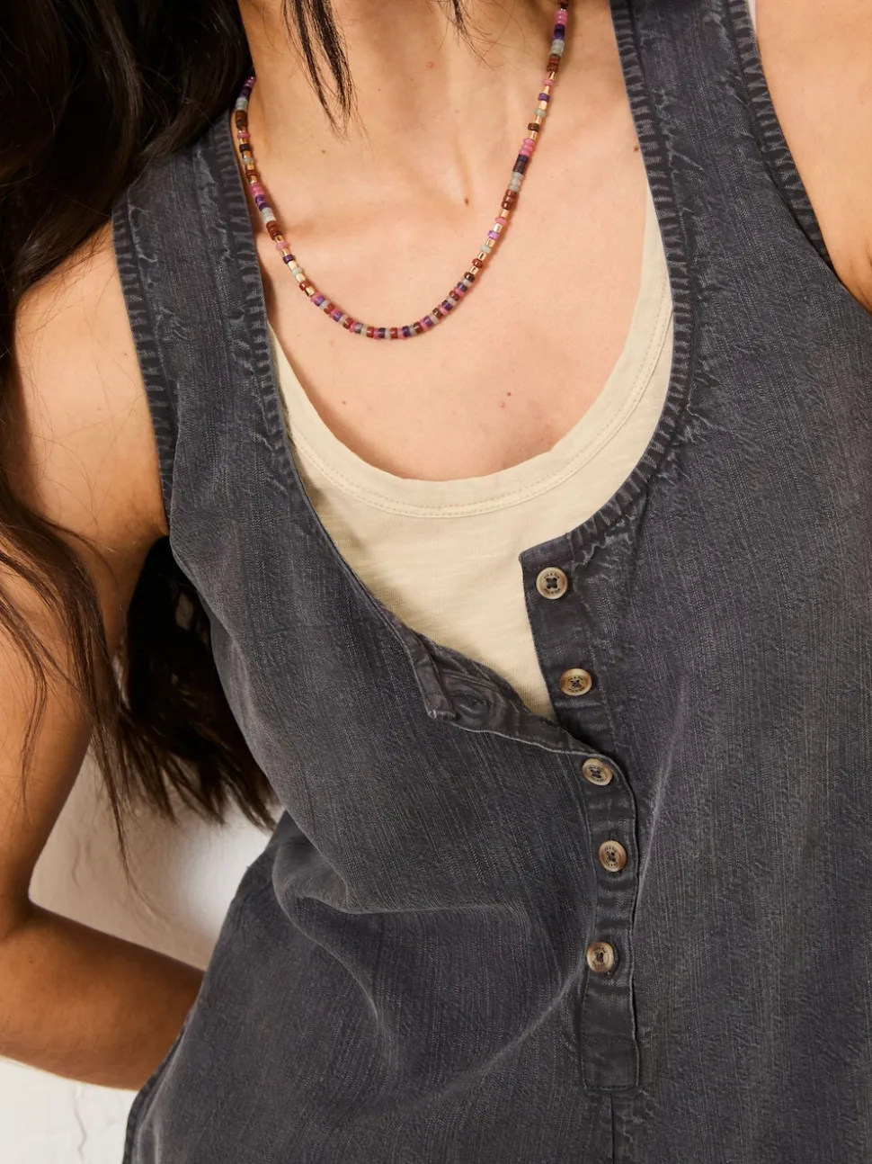 FatFace Tara Charcoal Grey Dungarees
