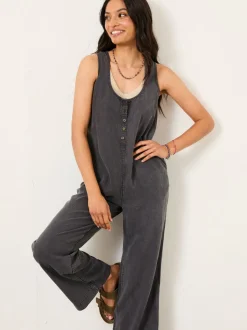 FatFace Tara Charcoal Grey Dungarees