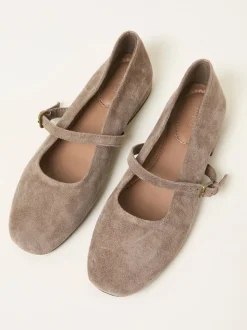 FatFace Taupe Suede Mary Jane Flat