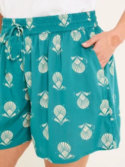 FatFace Teal Blue Lino Shell Flippy Shorts