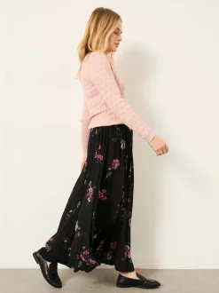 FatFace Willow Black Spring Floral Midi Skirt