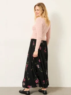 FatFace Willow Black Spring Floral Midi Skirt