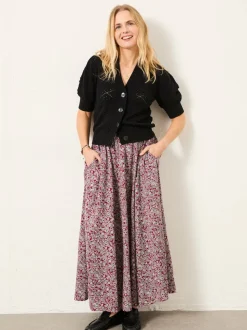 FatFace Willow Plum Purple 2 Tone Floral Midi Skirt