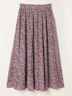FatFace Willow Plum Purple 2 Tone Floral Midi Skirt