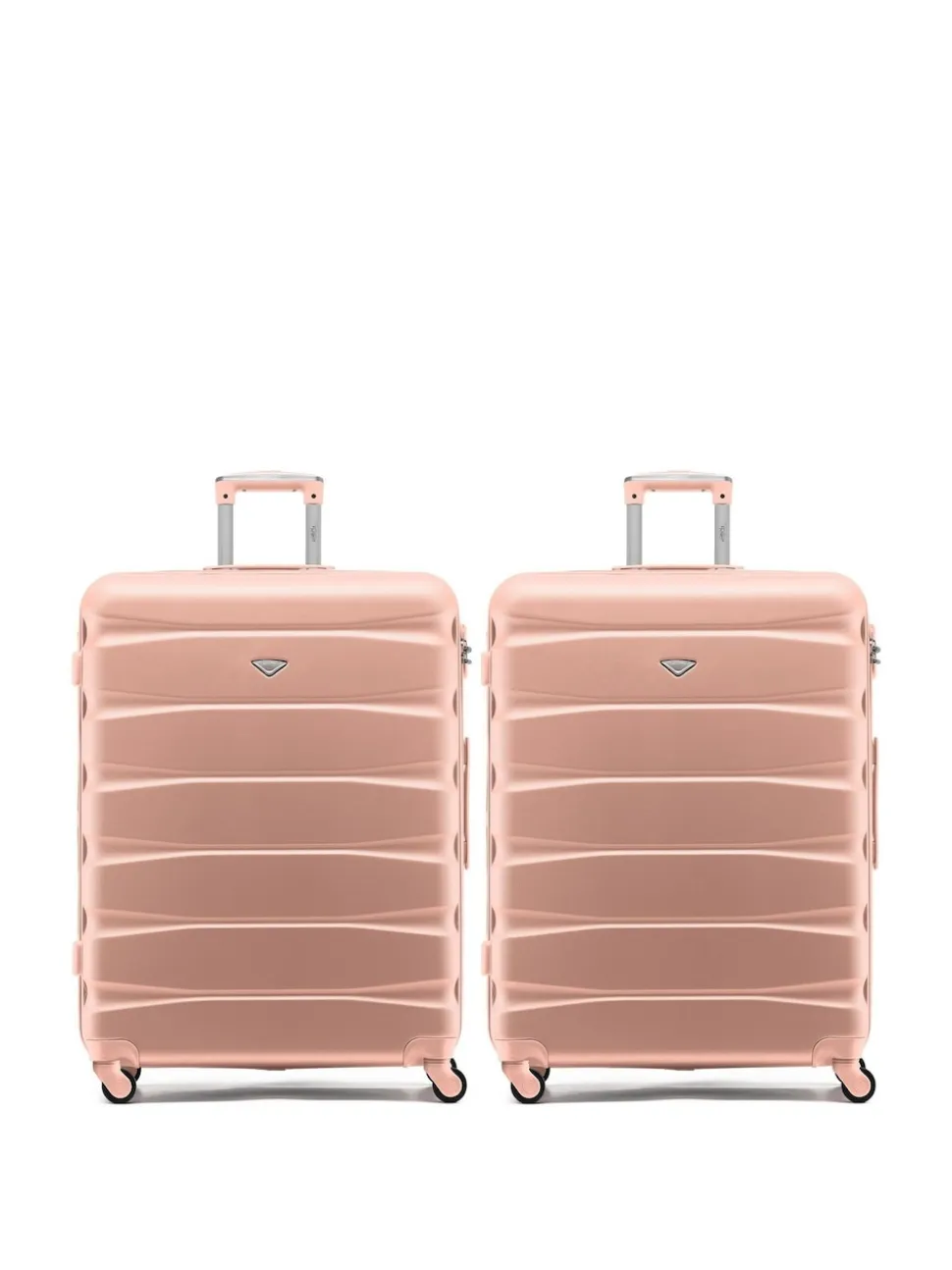Flight Knight Large Pink Check In Hold Luggage Hardcase Travel Suitcases Set Of 2