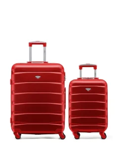 Flight Knight Medium Red Check In & Small Carry On Hardcase Travel Suitcases Set Of 2