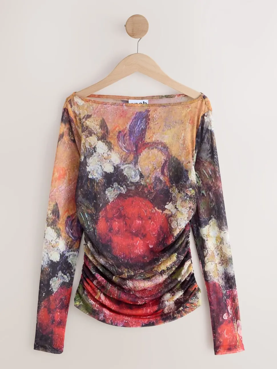 Floral Lindsey Cherek Waller Placement Mesh Long Sleeve Top