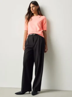 Fluro Coral Supersoft Short Sleeve Knitted Top