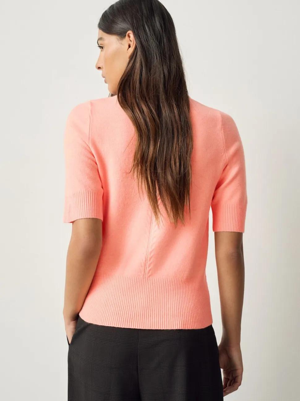 Fluro Coral Supersoft Short Sleeve Knitted Top