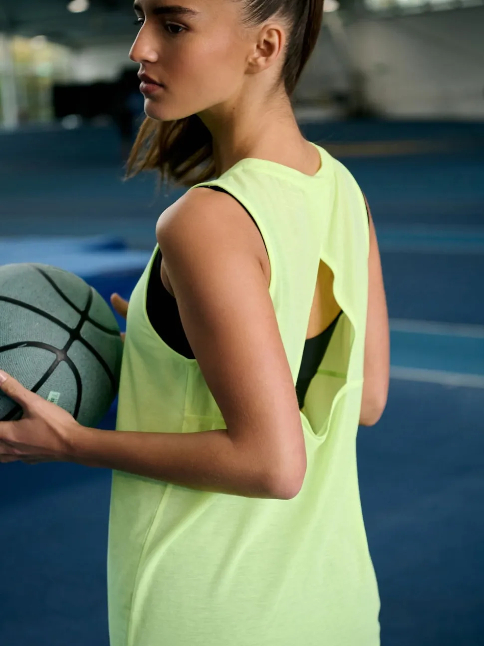 Fluro Green Active Lightweight Open Back Tank Vest