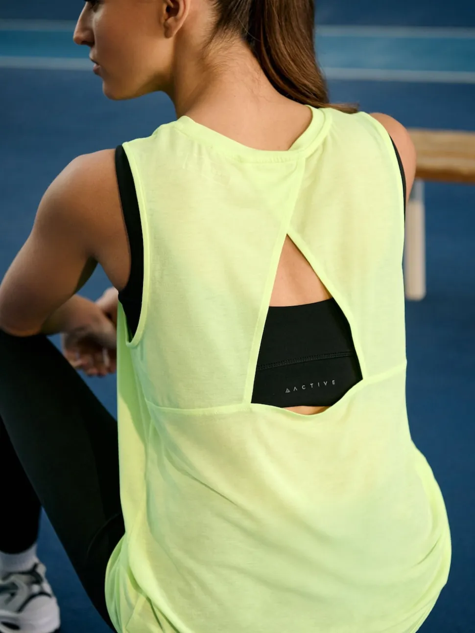 Fluro Green Active Lightweight Open Back Tank Vest