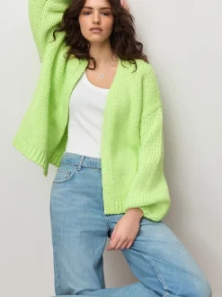 Fluro Green Soft Touch Chunky Knit Cardigan