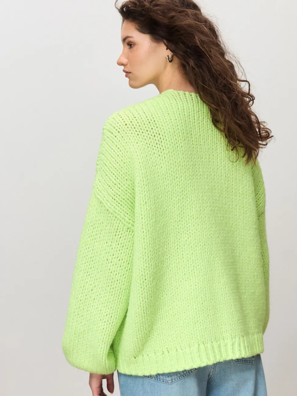 Fluro Green Soft Touch Chunky Knit Cardigan