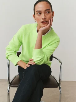 Fluro Green Supersoft Crew Neck Long Sleeve Jumper