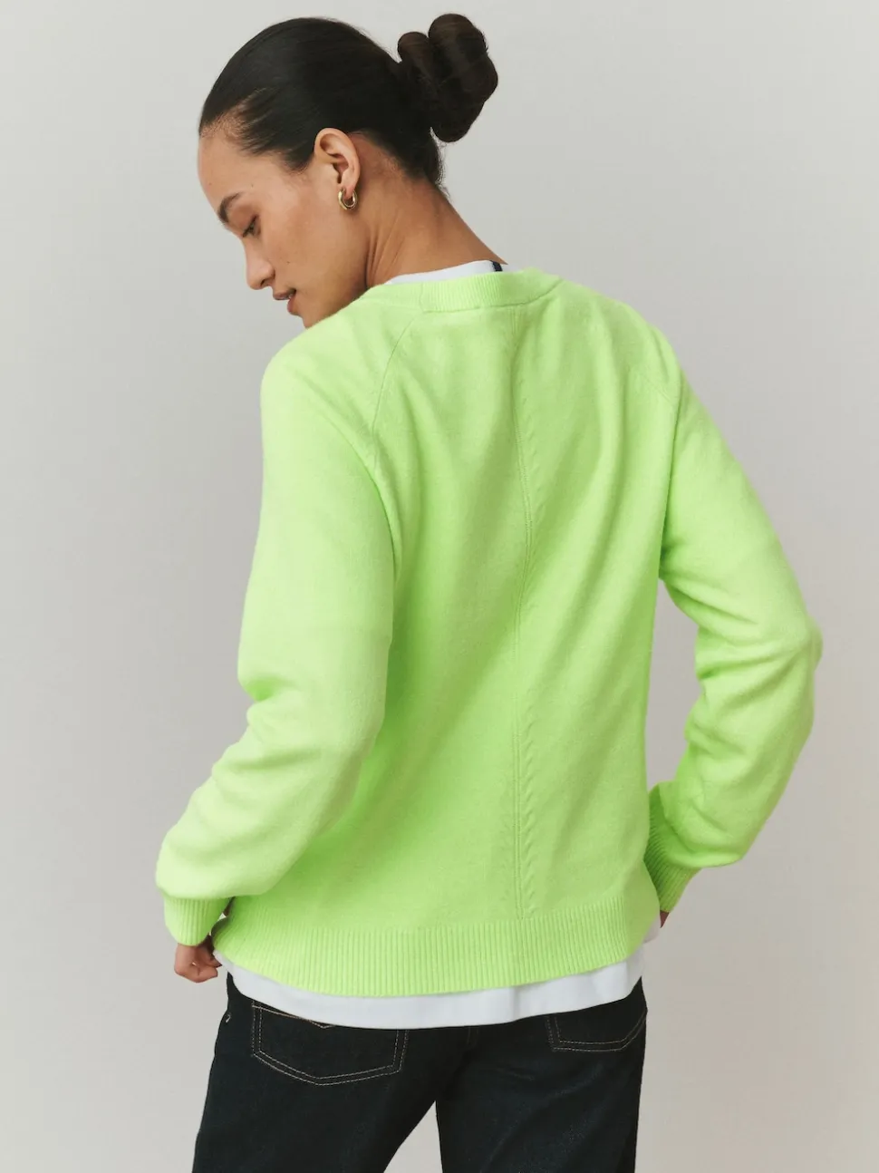 Fluro Green Supersoft Crew Neck Long Sleeve Jumper