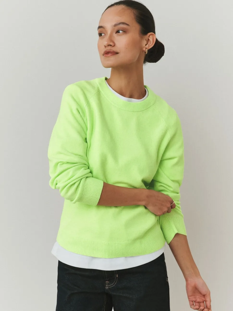 Fluro Green Supersoft Crew Neck Long Sleeve Jumper