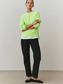 Fluro Green Supersoft Crew Neck Long Sleeve Jumper