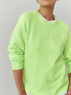 Fluro Green Supersoft Crew Neck Long Sleeve Jumper