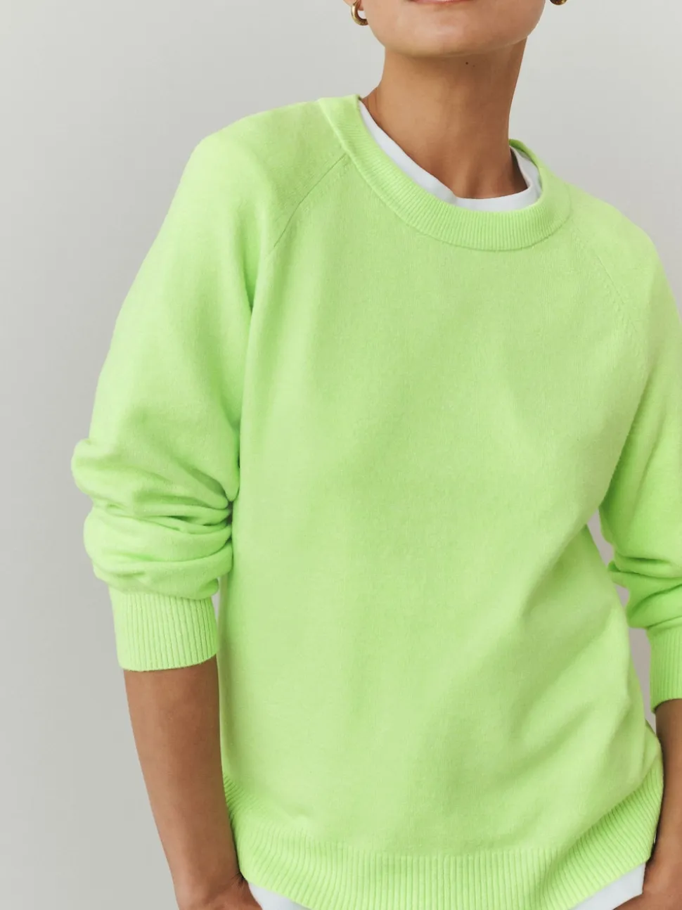 Fluro Green Supersoft Crew Neck Long Sleeve Jumper