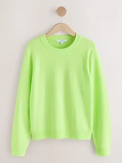 Fluro Green Supersoft Crew Neck Long Sleeve Jumper