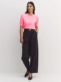 Fluro Pink Supersoft Short Sleeve Knitted Top