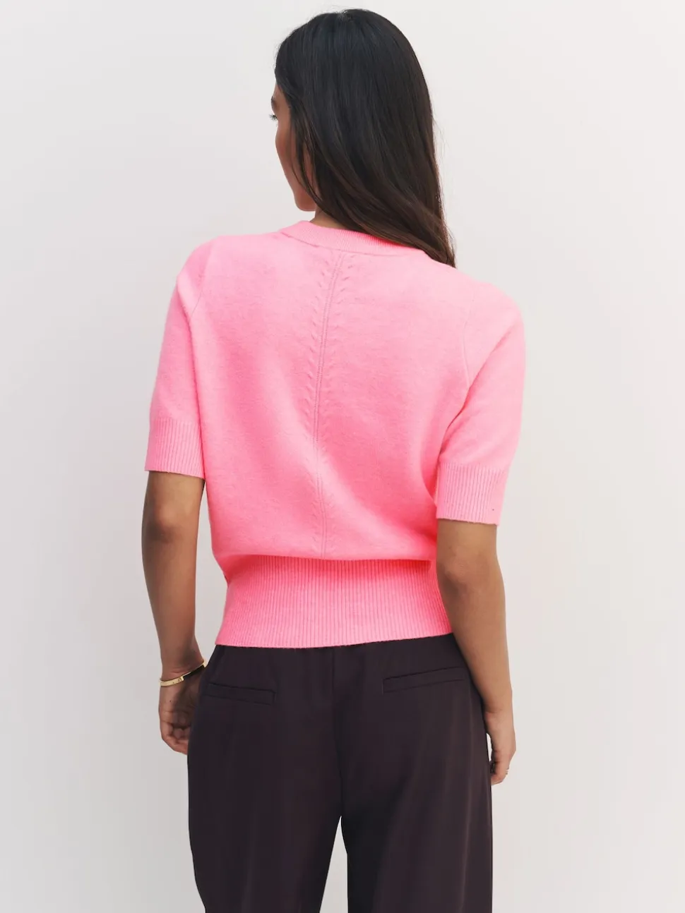 Fluro Pink Supersoft Short Sleeve Knitted Top
