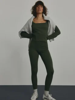 Forest Green Ribbed Seamless High Waist Leggings