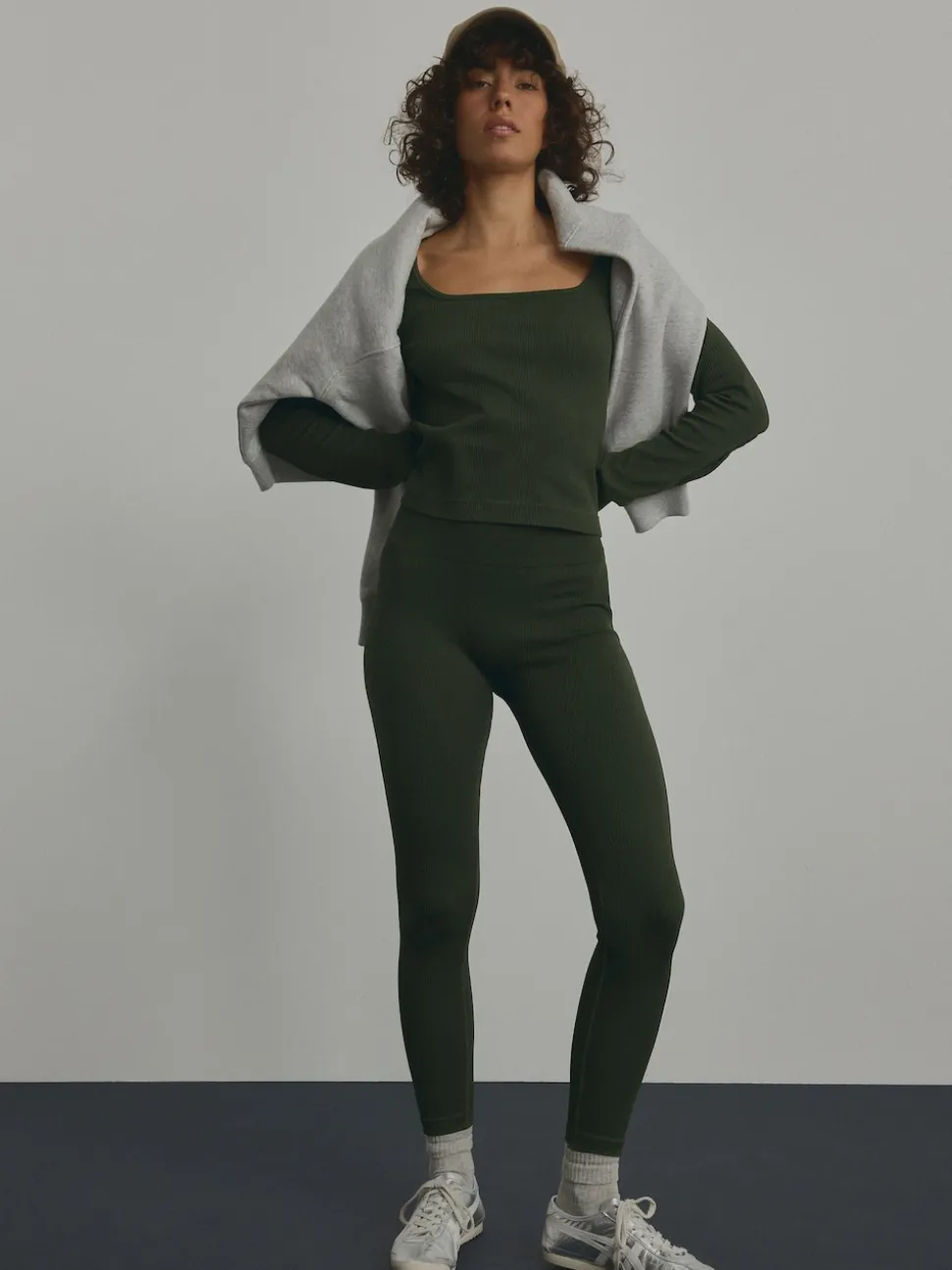 Forest Green Ribbed Seamless High Waist Leggings