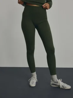 Forest Green Ribbed Seamless High Waist Leggings